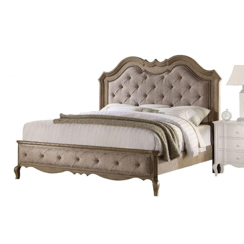 Chelmsford Beige Fabric & Antique Taupe Eastern King Bed - Ornate Home