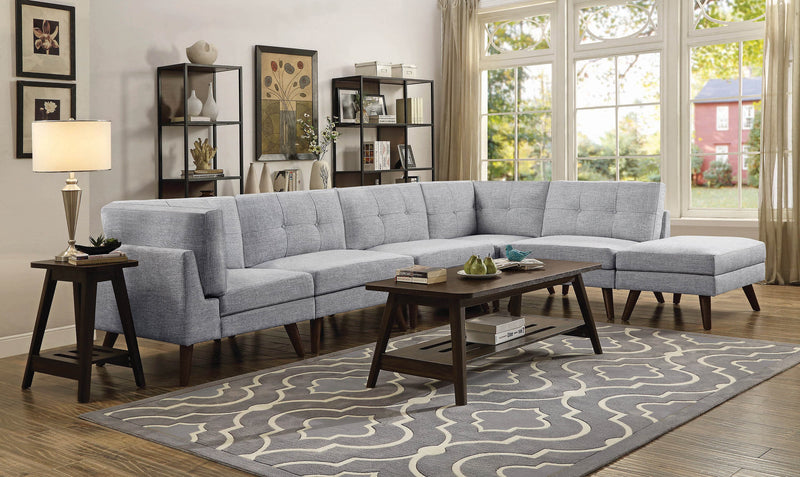 Churchill - Grey -  L Shape Modular/Sectional Sofa w/ Ottoman - Ornate Home