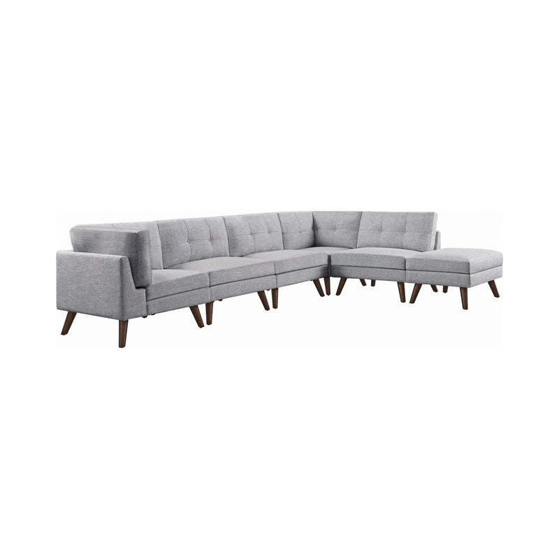 Churchill - Grey -  L Shape Modular/Sectional Sofa w/ Ottoman - Ornate Home