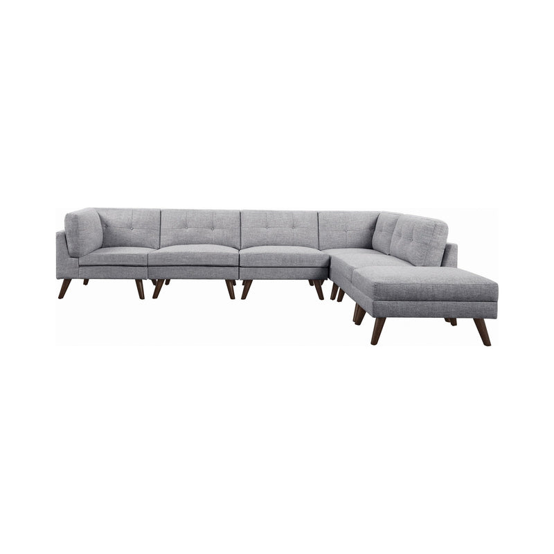 Churchill - Grey -  L Shape Modular/Sectional Sofa w/ Ottoman - Ornate Home