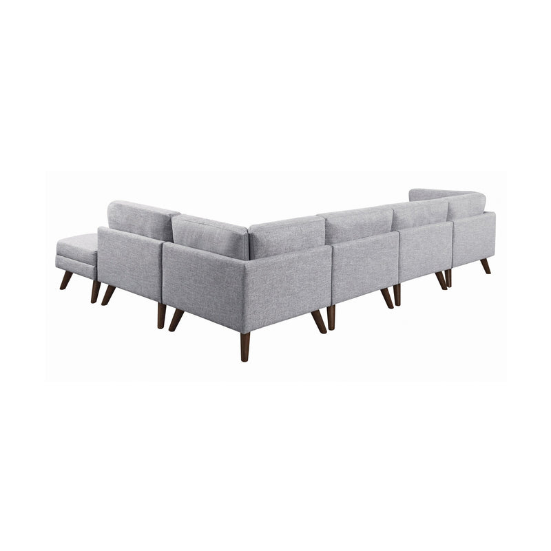 Churchill - Grey -  L Shape Modular/Sectional Sofa w/ Ottoman - Ornate Home