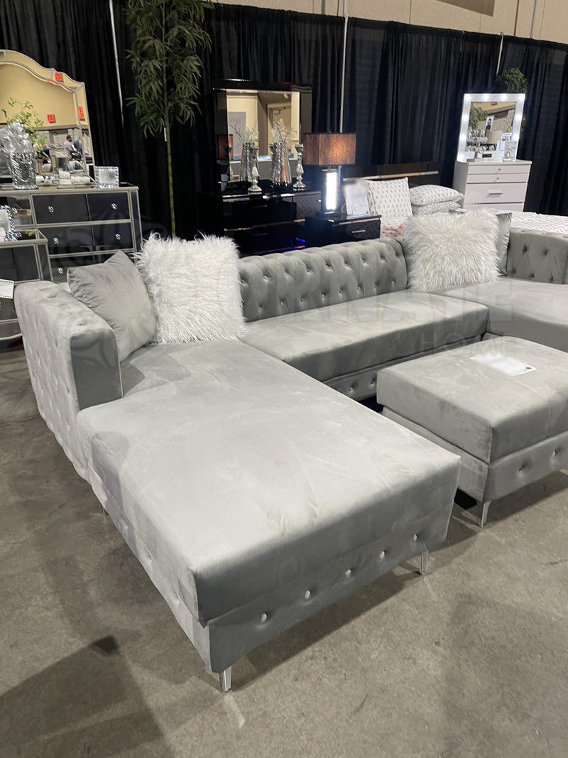 Ciabattoni - Gray -  U Shape Sectional Sofa - Ornate Home