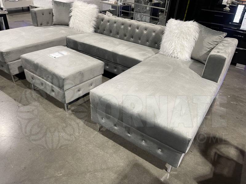 Ciabattoni - Gray -  U Shape Sectional Sofa - Ornate Home