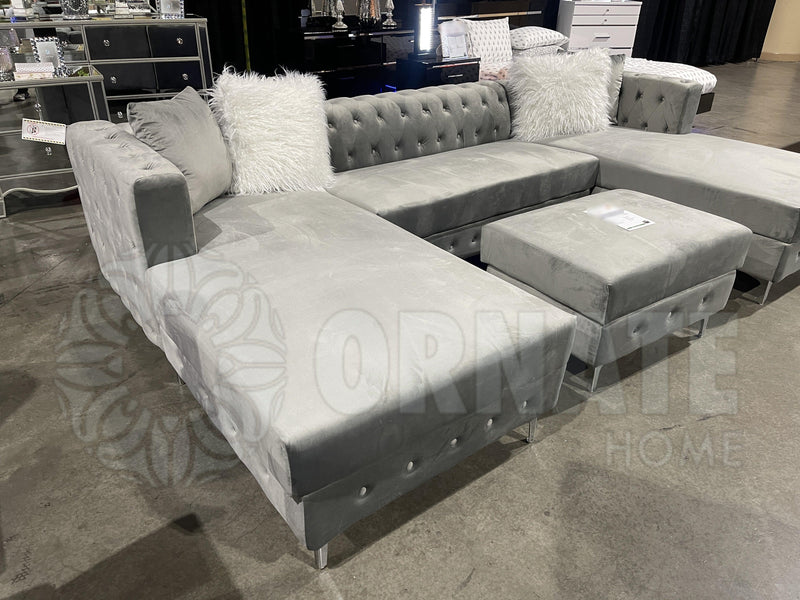 Ciabattoni - Gray -  U Shape Sectional Sofa - Ornate Home