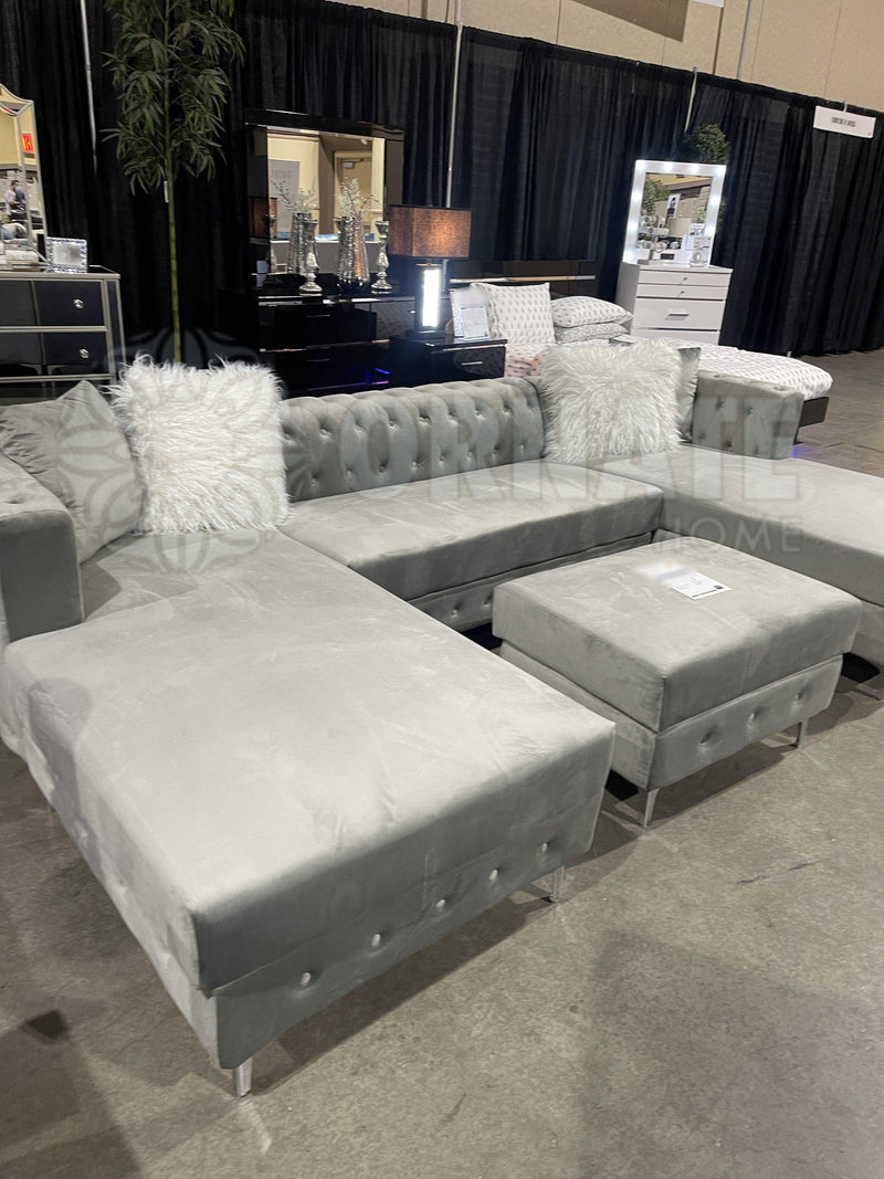 Ciabattoni - Gray -  U Shape Sectional Sofa - Ornate Home