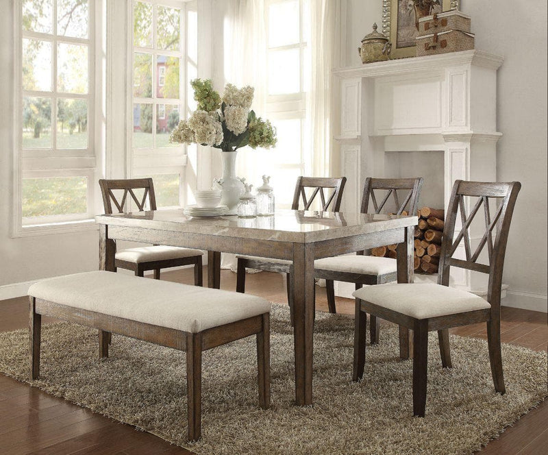 Claudia - White Marble & Salvage Brown - Dining Table - Ornate Home