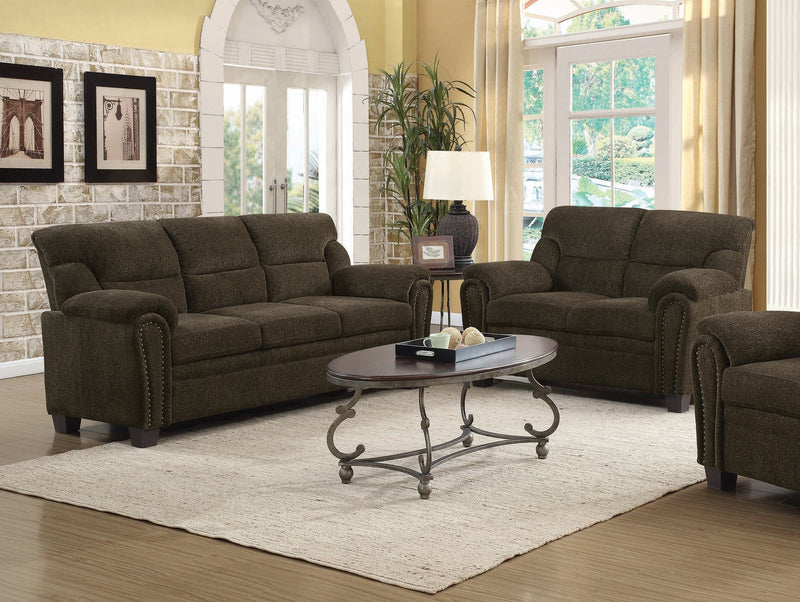 Clemintine - Brown - 2pc Stationary Living Room Set - Ornate Home