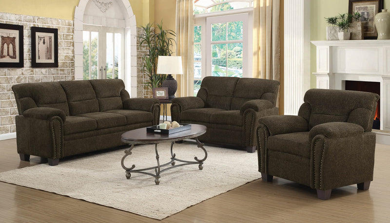 Clemintine - Brown - Stationary Loveseat - Ornate Home