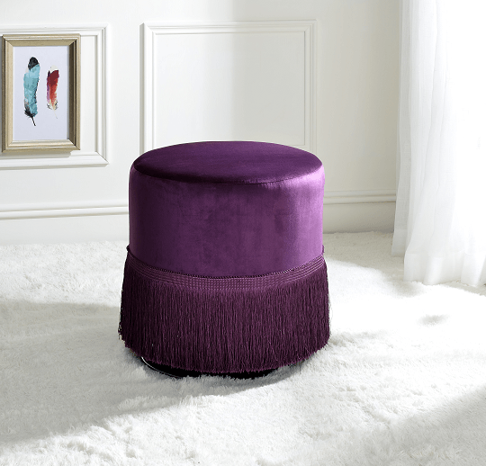 Clivia Eggplant Velvet Ottoman - Ornate Home