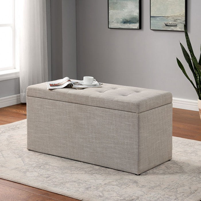 Daryn Beige Storage Bench w/ Ottoman