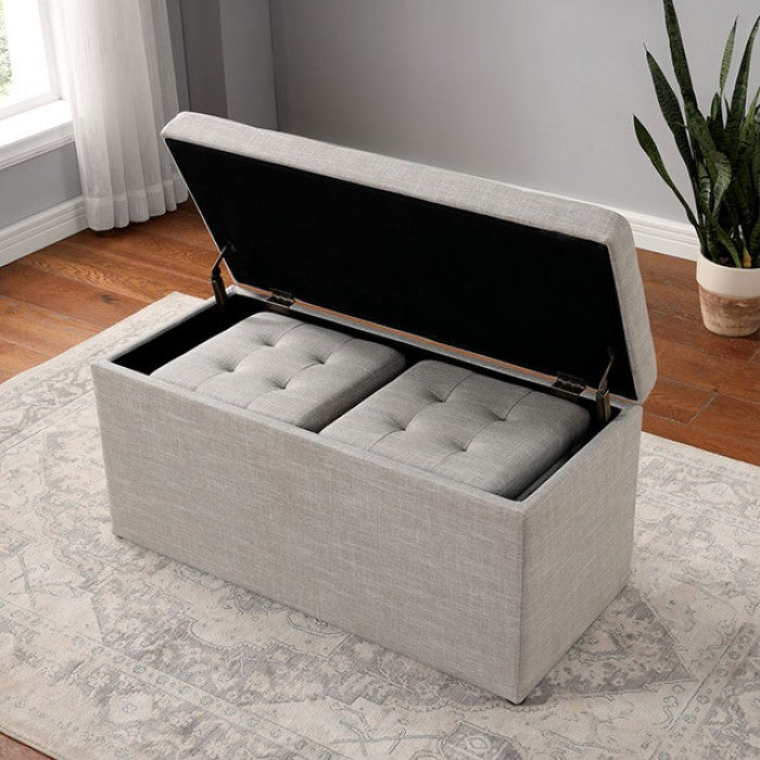 Daryn Beige Storage Bench w/ Ottoman