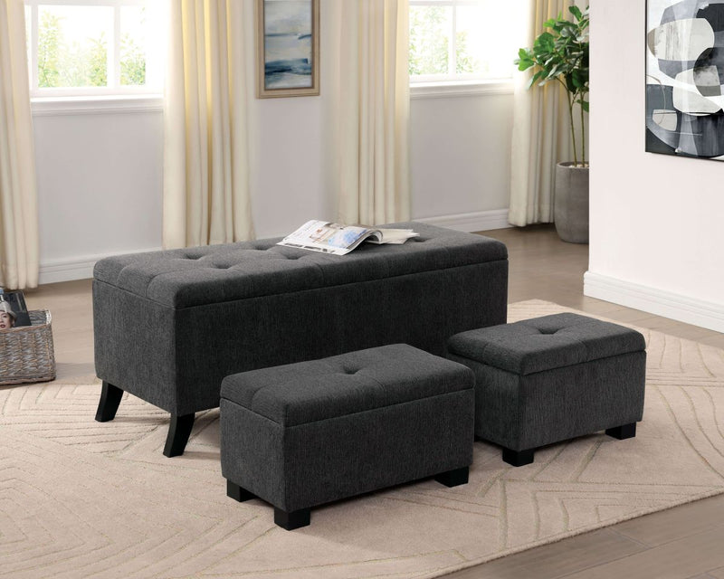 Clio Gray Storage Bench w/ Ottoman