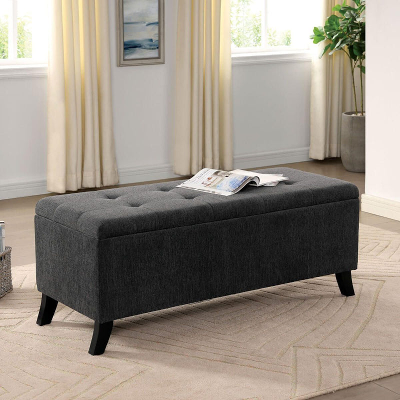 Clio Gray Storage Bench w/ Ottoman