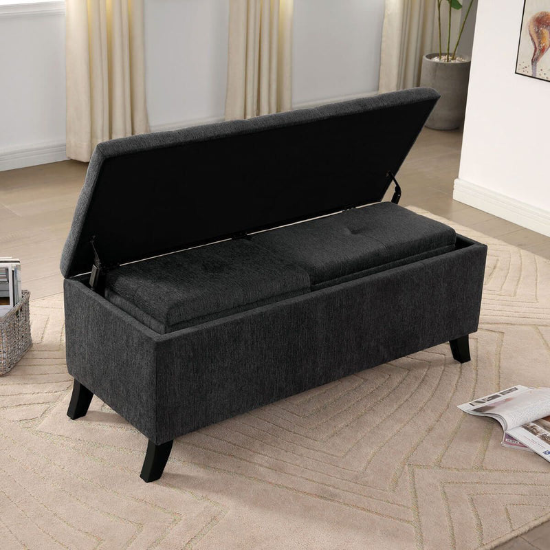 Clio Gray Storage Bench w/ Ottoman