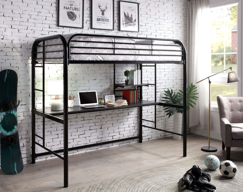 Opal III Black Twin Loft Bed