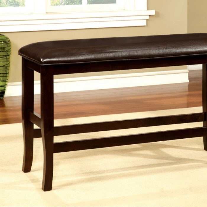 Woodside II - Espresso Leatherette - Counter Height Dining Bench - Ornate Home