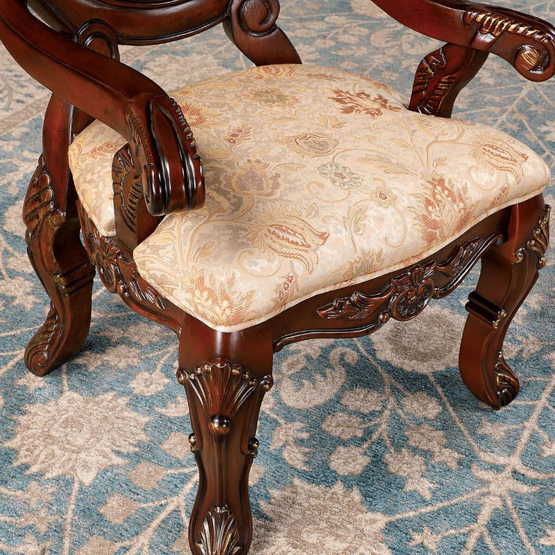 Normandy Brown Cherry & Tan Arm Chair (Set of 2)