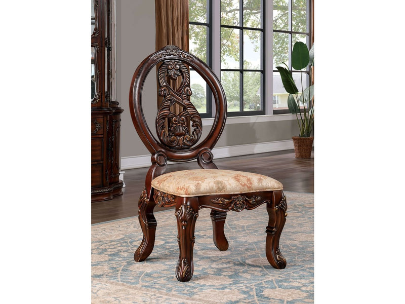 Normandy Brown Cherry & Tan Side Chair (Set of 2)