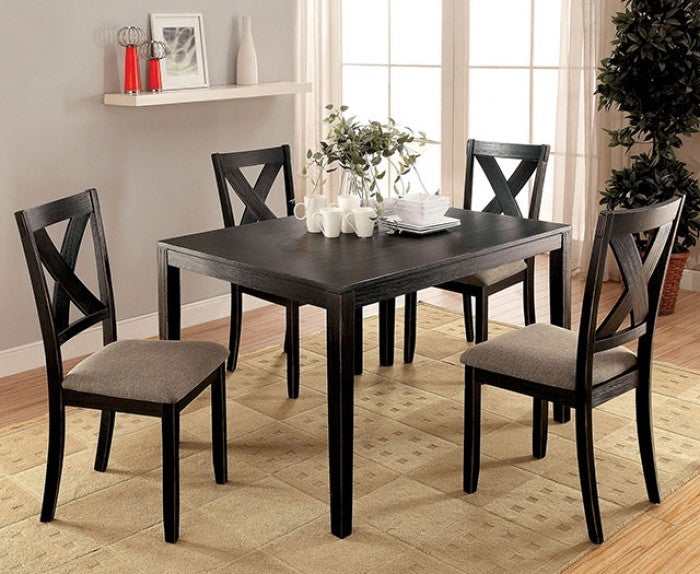 Glenham - Brushed Black & Brown - Dining Set / 5pc - Ornate Home