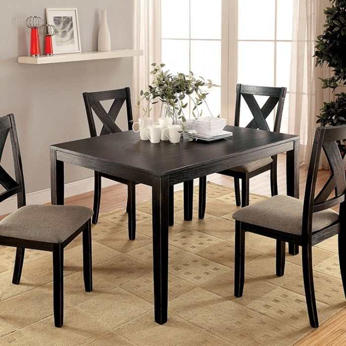 Glenham - Brushed Black & Brown - Dining Set / 5pc - Ornate Home