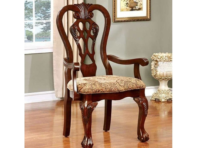 Elana - Brown Cherry & Brown - Dining Arm Chair (Set of 2) - Ornate Home