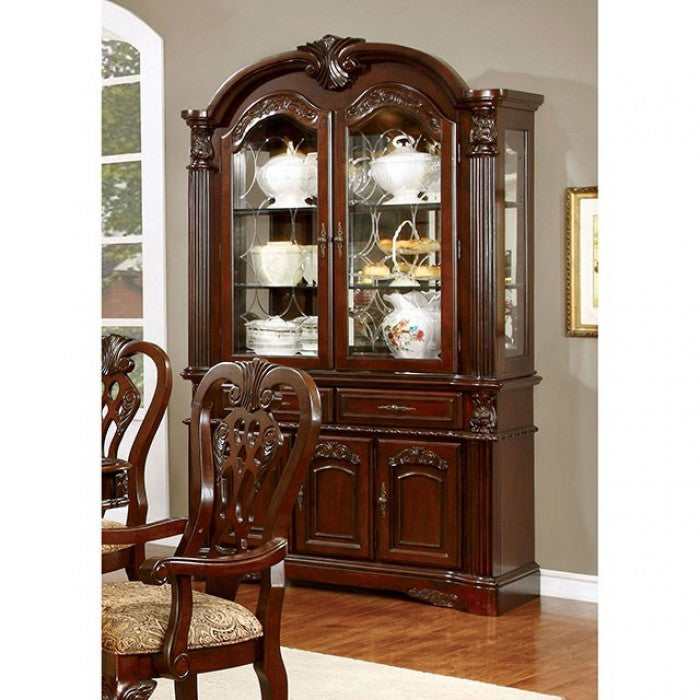 Elana - Brown Cherry - Curio/Hutch & Buffet - Ornate Home