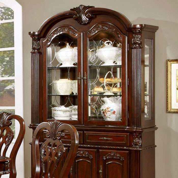 Elana - Brown Cherry - Curio/Hutch & Buffet - Ornate Home