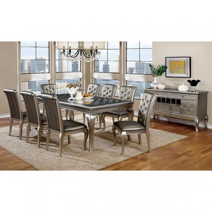 Amina - Champagne - Dining Table w/ 18" Leaf - Ornate Home