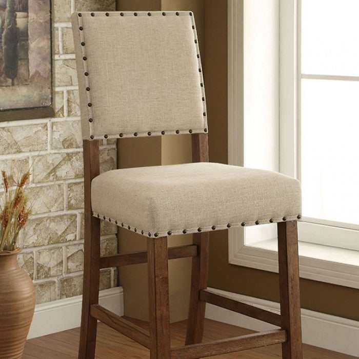 Sania - Rustic Oak & Ivory - Bar Chair (Set of 2) - Ornate Home