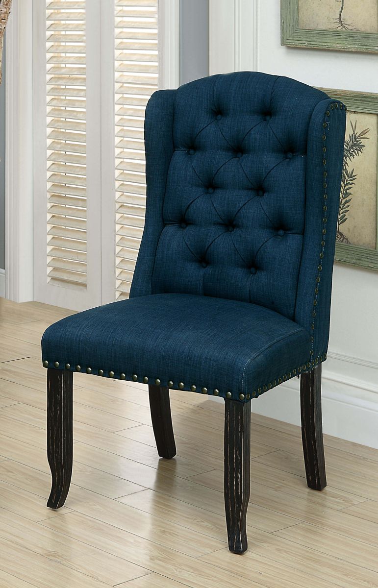 Sania III Antique Black & Blue Dining Chair (Set of 2)