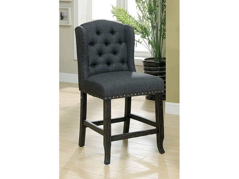 Sania III - Antique Black & Gray - Counter Height Dining Chair (Set of 2) - Ornate Home