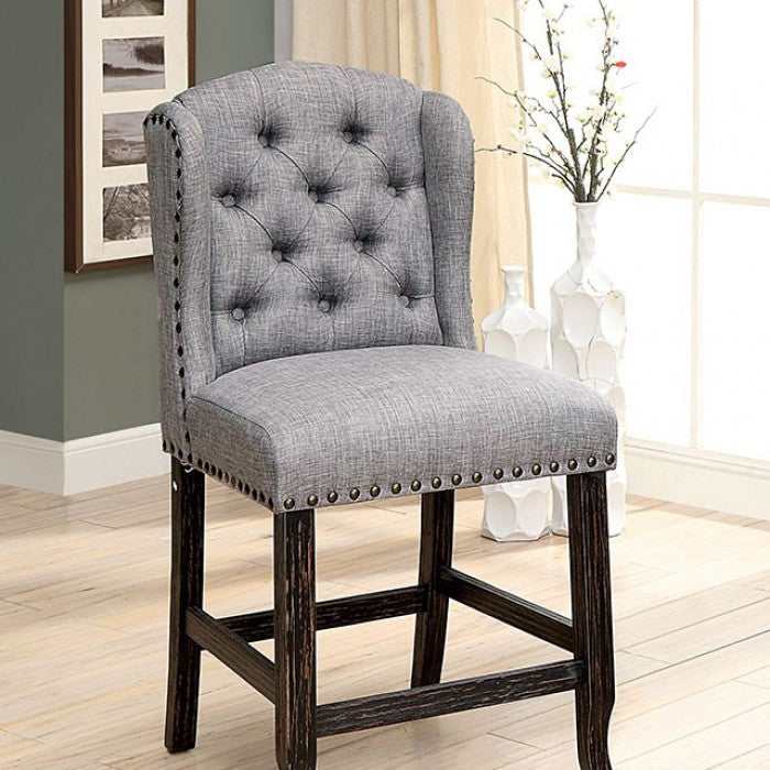 Sania III - Antique Black & Light Gray - Counter Height Dining Chair (Set of 2) - Ornate Home