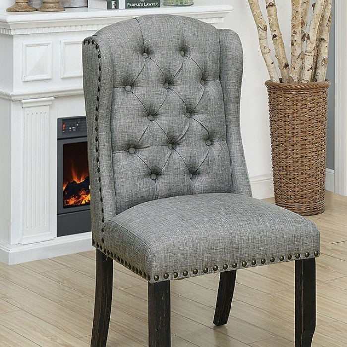 Sania III - Antique Black & Light Gray - Side Chair (Set of 2) - Ornate Home