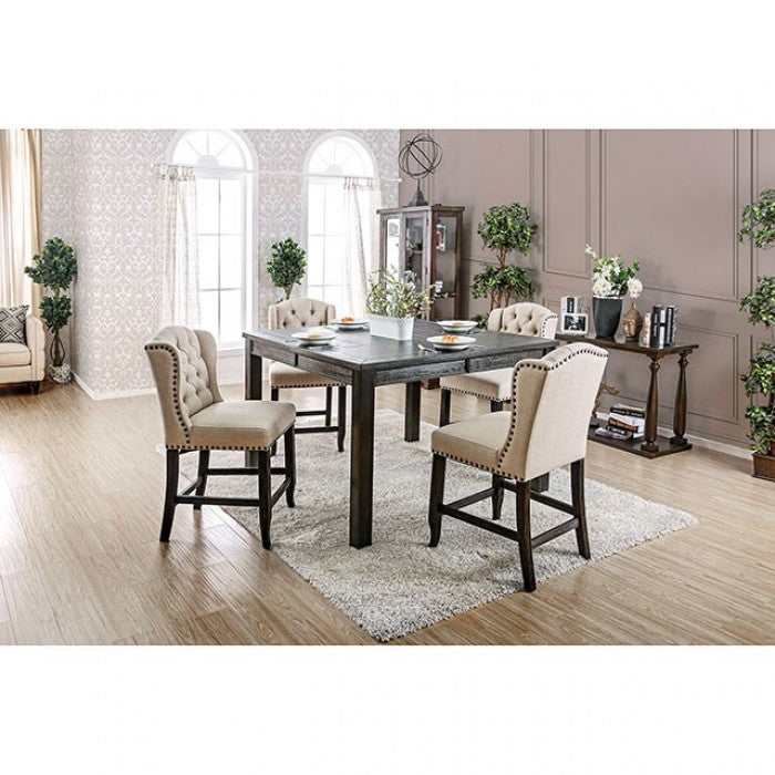 Sania III - Antique Black & Beige - Counter Height Dining Chair (Set of 2) - Ornate Home