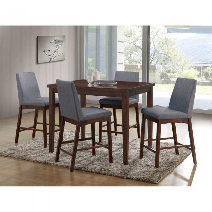 Marten - Brown Cherry & Gray - 5pc Counter Height Dining Set - Ornate Home