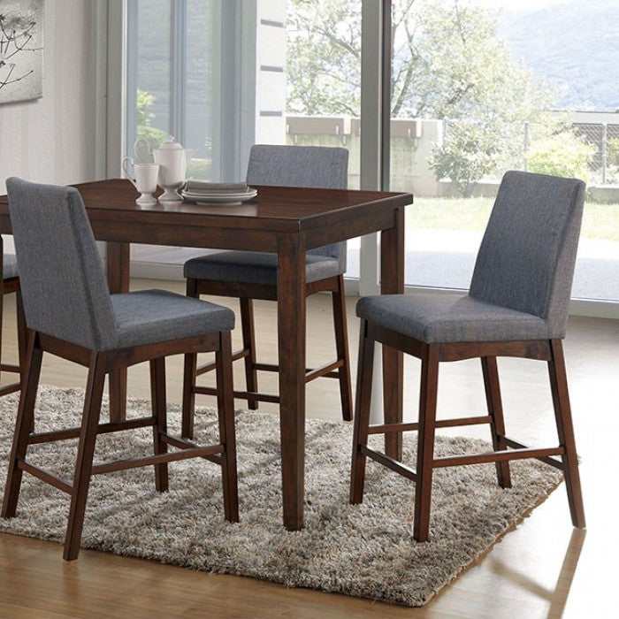 Marten - Brown Cherry & Gray - 5pc Counter Height Dining Set - Ornate Home