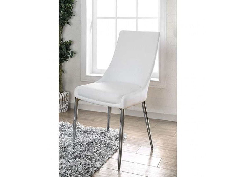 Izzy - Silver Chrome & White - Side Chair (Set of 2) - Ornate Home