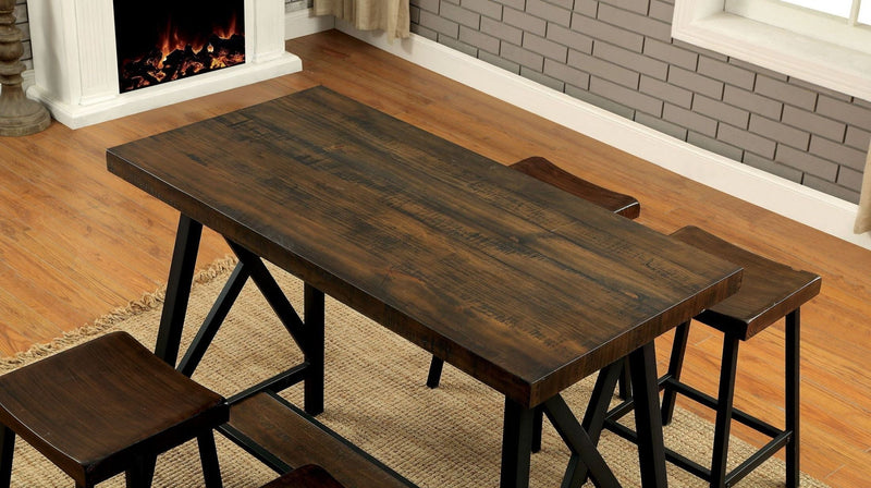 Lainey Weathered Medium Oak & Black Counter Height Dining Table