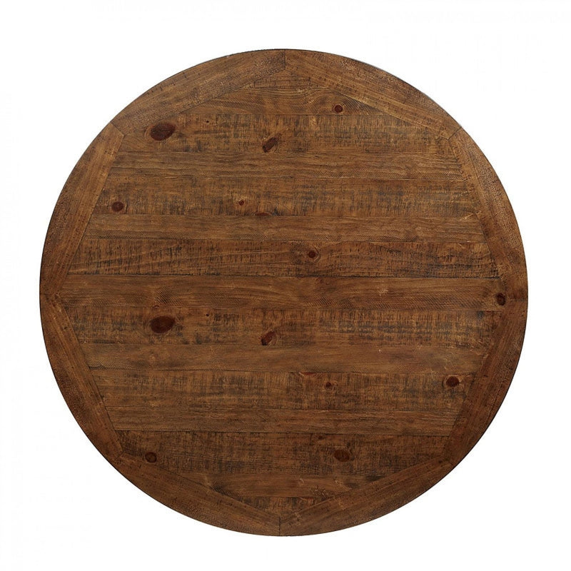 Auletta Distressed White & Dark Oak Round Dining Table