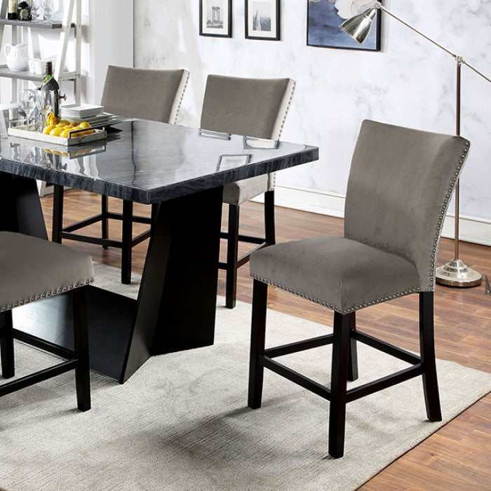 Opheim - Genuine Marble Top/Black & Gray - Counter Height Dining Set / 7pc - Ornate Home