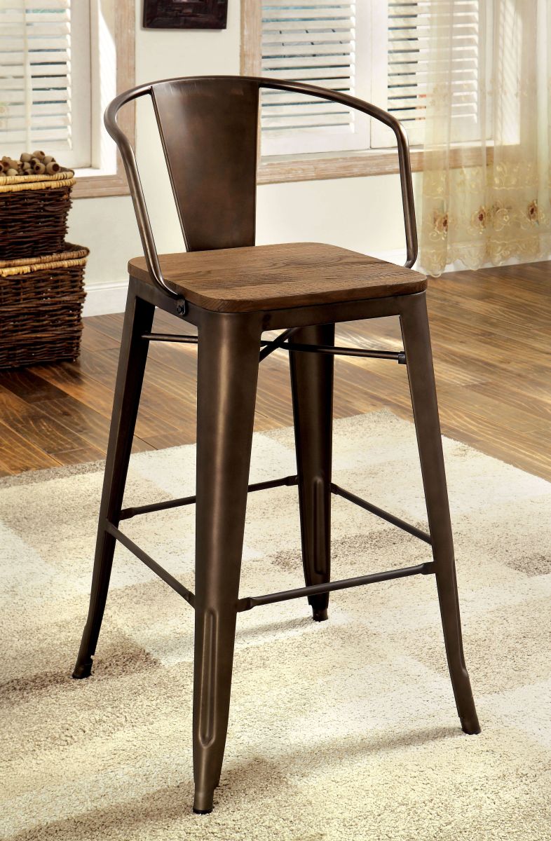 Cooper II Dark Bronze & Dark Oak Counter Ht. Chair (Set of 2)