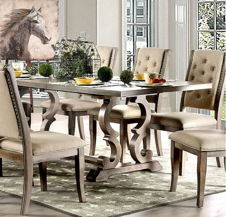 Patience Rustic Natural Tone & Beige 9pc Dining Room Set