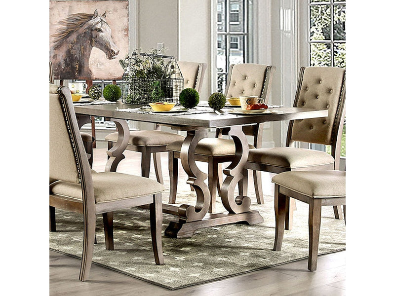 Patience Rustic Natural Tone & Beige 7pc Dining Room Set