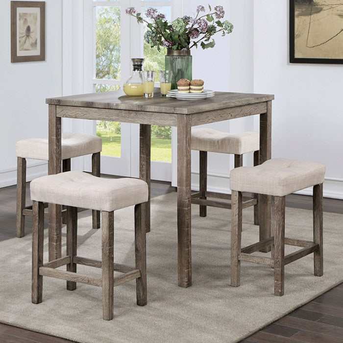 Torrean - Gray & Beige - Counter Height Dining Set / 5pc - Ornate Home