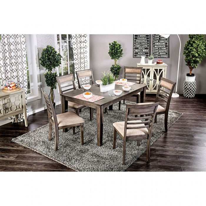 Taylah - Weathered Gray & Beige - Dining Set / 7pc - Ornate Home