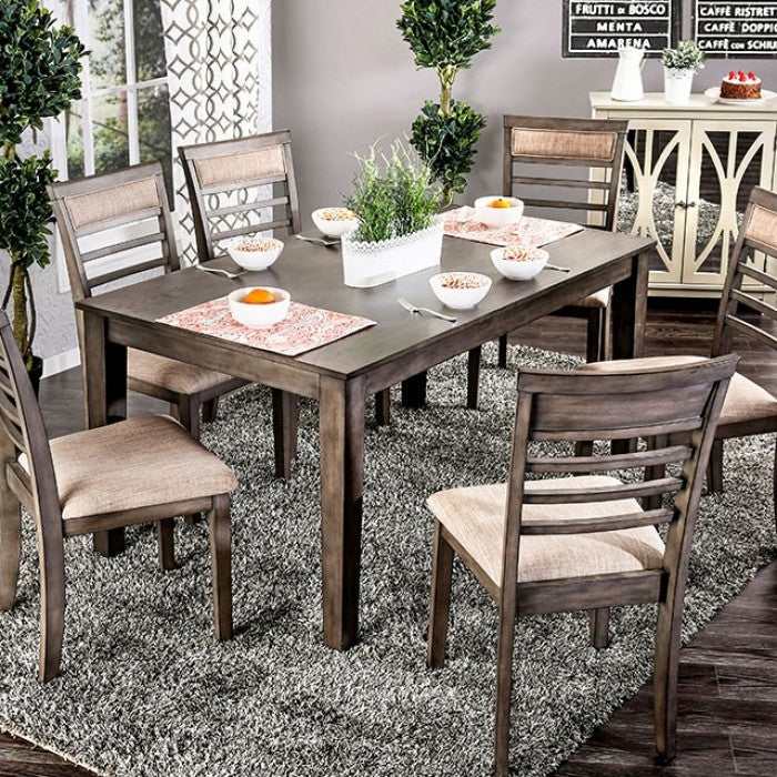 Taylah - Weathered Gray & Beige - Dining Set / 7pc - Ornate Home