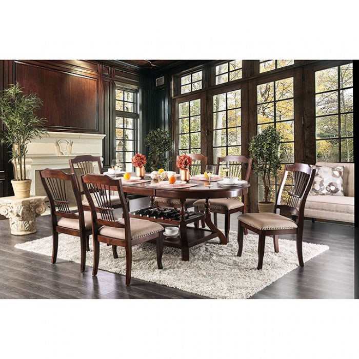 Jordyn - Brown Cherry - Dining Set / 7pc - Ornate Home