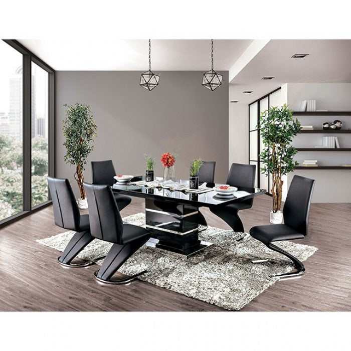 Midvale - Black & Chrome - Dining Room Set / 7pc - Ornate Home