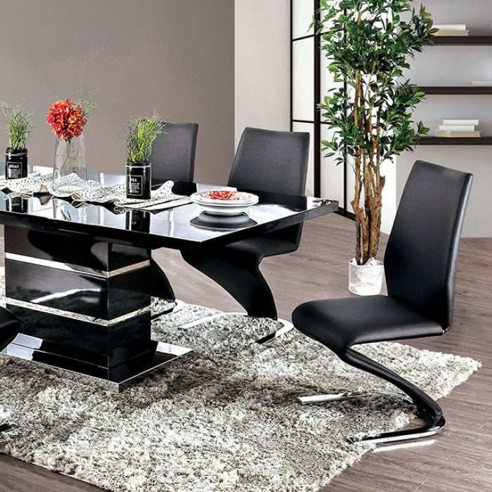 Midvale - Black & Chrome - Dining Room Set / 7pc - Ornate Home