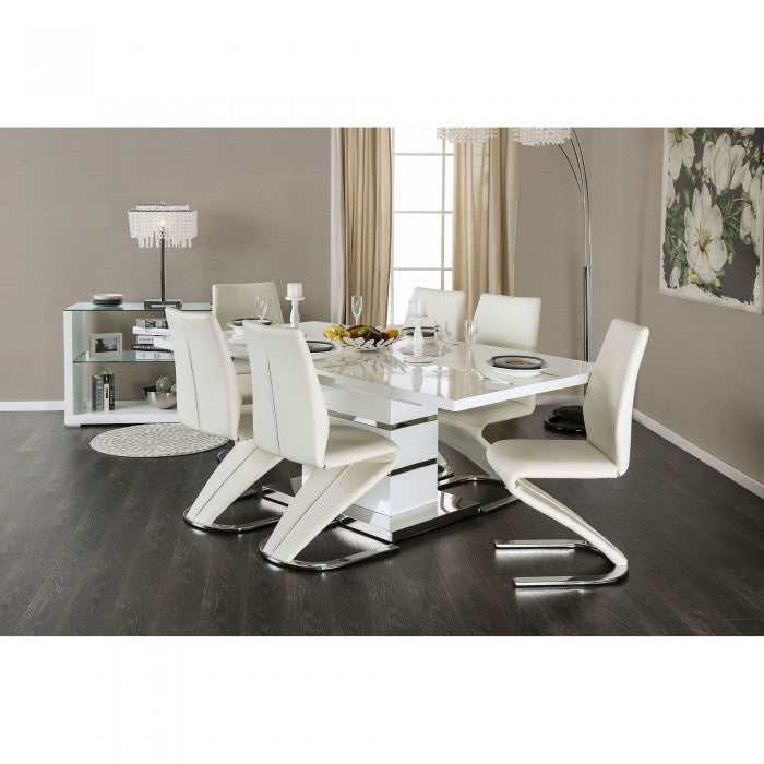 Midvale - White & Chrome - Dining Room Set / 7pc - Ornate Home